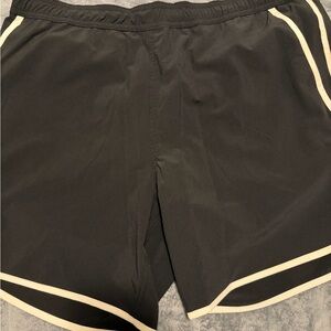 Bonobos Mens Swim Shorts in Black with White Accents